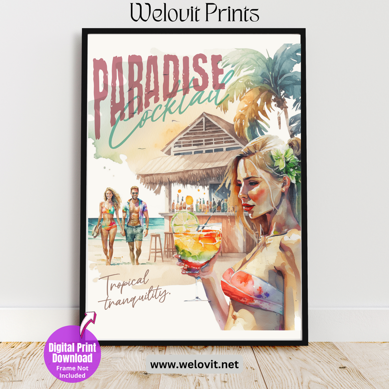 Tropical Paradise Cocktail by Welovit Prints